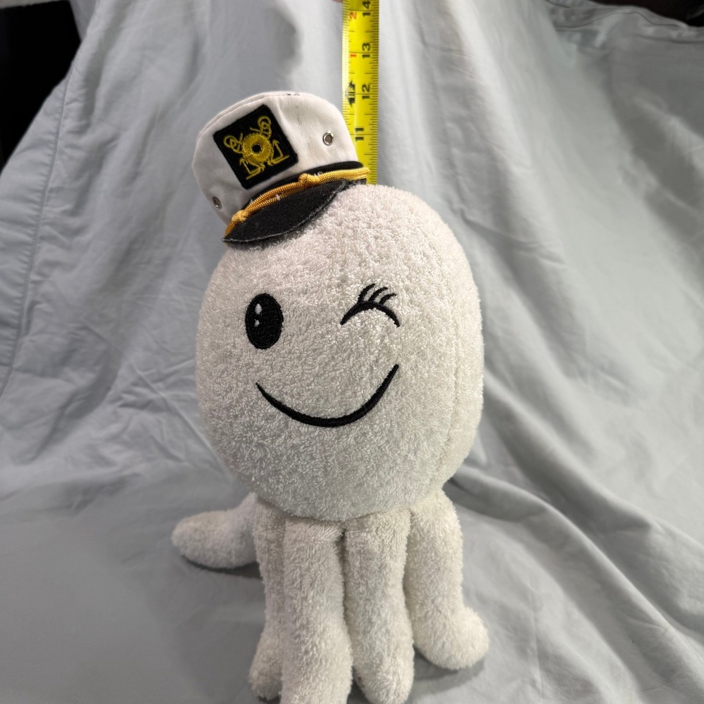 Carnival‎ Cruise Line Captain Octopus White Plush Toy Sailor Hat Winking 12 Inch